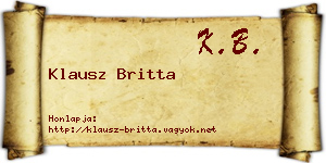 Klausz Britta névjegykártya